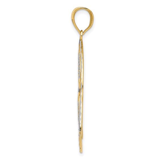 14K and White Rhodium Polished Hearts Inside Heart Pendant