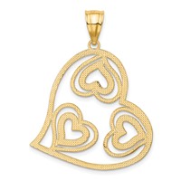 14K and White Rhodium Polished Hearts Inside Heart Pendant view 3