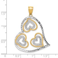 14K and White Rhodium Polished Hearts Inside Heart Pendant view 4
