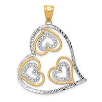 14K and White Rhodium Polished Hearts Inside Heart Pendant view 1