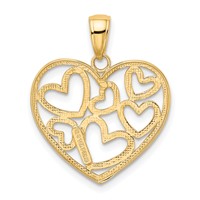 14K and White Rhodium Polished Hearts Inside Heart Pendant view 3
