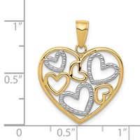 14K and White Rhodium Polished Hearts Inside Heart Pendant view 4