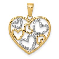 14K and White Rhodium Polished Hearts Inside Heart Pendant view 1