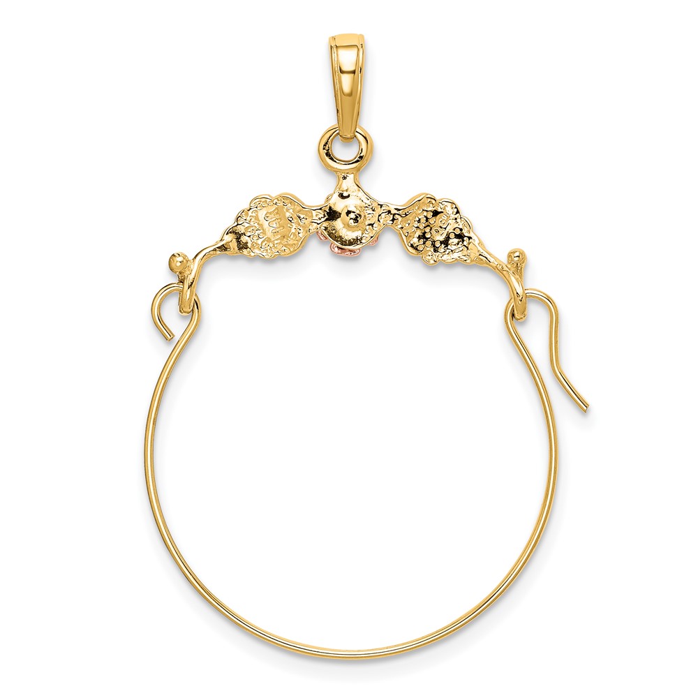 14k Two-tone Leaves w/Flower Charm Holder (K2575)