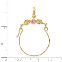14K Two-tone Leaves Pendant with Flower Charm Holder view 4