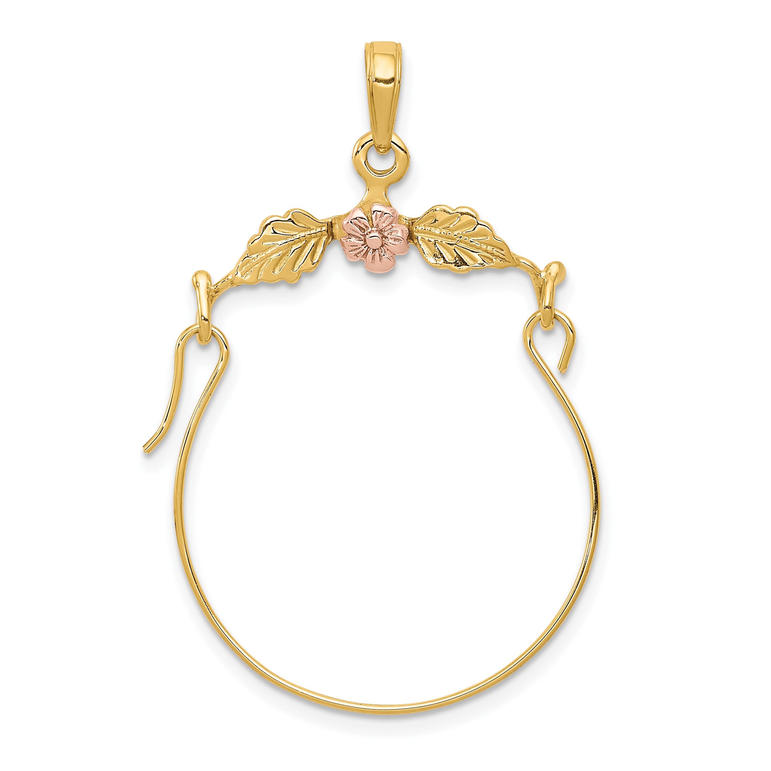 14k Two-tone Leaves w/Flower Charm Holder (K2575)