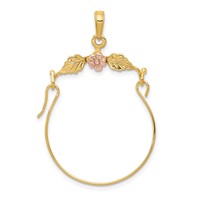 14K Two-tone Leaves Pendant with Flower Charm Holder view 1