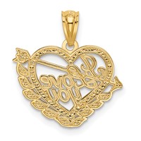 14K and White Rhodium I Love You Heart and Arrow Pendant view 3