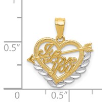 14K and White Rhodium I Love You Heart and Arrow Pendant view 4