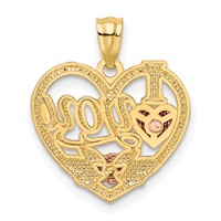 14K Two-tone Pendant with White Rhodium I Love You Heart view 3