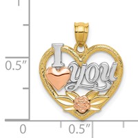 14K Two-tone Pendant with White Rhodium I Love You Heart view 4