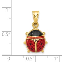 14K Yellow Gold Red and Black Enameled Ladybug Charm view 4