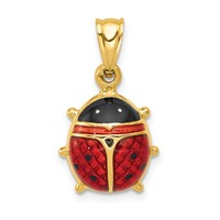14K Yellow Gold Red and Black Enameled Ladybug Charm view 1