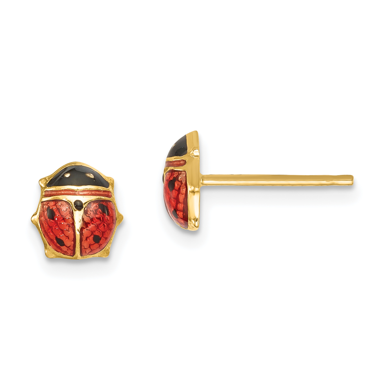 14k Enameled Ladybug Earrings (K262)