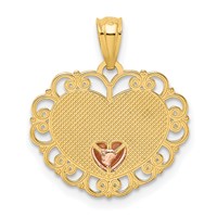 14K Two-tone Mom Heart Pendant view 3