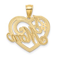 14K and White Rhodium #1 Mom Heart Pendant view 3