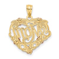 14K Two-tone Pendant with White Rhodium Mom Heart view 3