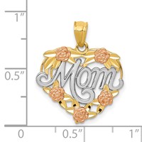 14K Two-tone Pendant with White Rhodium Mom Heart view 4