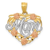 14K Two-tone Pendant with White Rhodium Mom Heart view 1