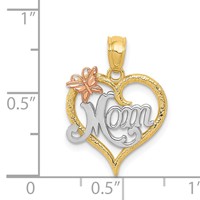 14K Two-tone Pendant with White Rhodium Mom with Butterfly Heart view 4