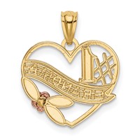 14K Two-tone Pendant with White Rhodium #1 Grandma Heart view 3