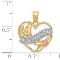 14K Two-tone Pendant with White Rhodium #1 Grandma Heart view 4