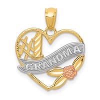 14K Two-tone Pendant with White Rhodium #1 Grandma Heart view 1