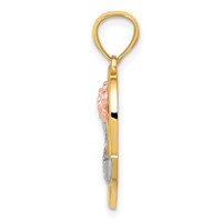 14K Two-tone Pendant with White Rhodium Grandma Heart with Rose view 2