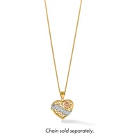 14K Two-tone Pendant with White Rhodium Grandma Heart with Rose view 5