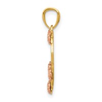 14K Two-tone Pendant with White Rhodium Grandma Heart with Flowers view 2