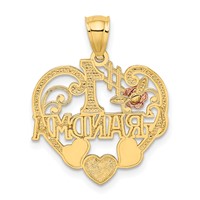 14K Two-tone Pendant with White Rhodium #1 Grandma Heart view 3