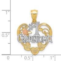 14K Two-tone Pendant with White Rhodium #1 Grandma Heart view 4