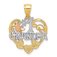 14K Two-tone Pendant with White Rhodium #1 Grandma Heart view 1