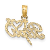 14K Yellow Gold I Heart Papa Charm view 3