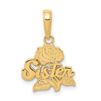 14K Yellow Gold Sister Pendant with Rose view 1