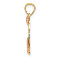 14K Two-tone Pendant with White Rhodium Sister Heart view 2