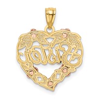 14K Two-tone Pendant with White Rhodium Sister Heart view 3