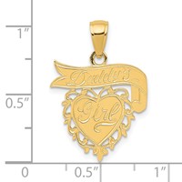 14K Yellow Gold Daddys Girl Heart Pendant with Banner view 3