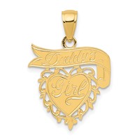 14K Yellow Gold Daddys Girl Heart Pendant with Banner view 1