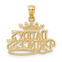 14K and White Rhodium Daddys Princess Pendant with Crown view 3