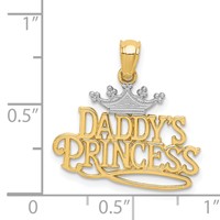 14K and White Rhodium Daddys Princess Pendant with Crown view 4