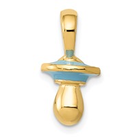 14K Yellow Gold Blue Enameled 3-D Pacifier Pendant view 2