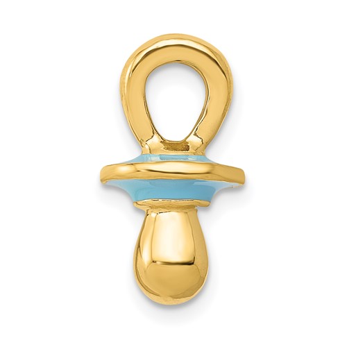 14K Yellow Gold Blue Enameled 3-D Pacifier Pendant