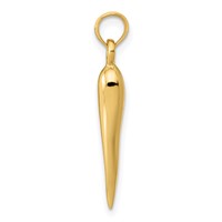 14K Yellow Gold Medium 3-D Italian Horn Pendant view 2