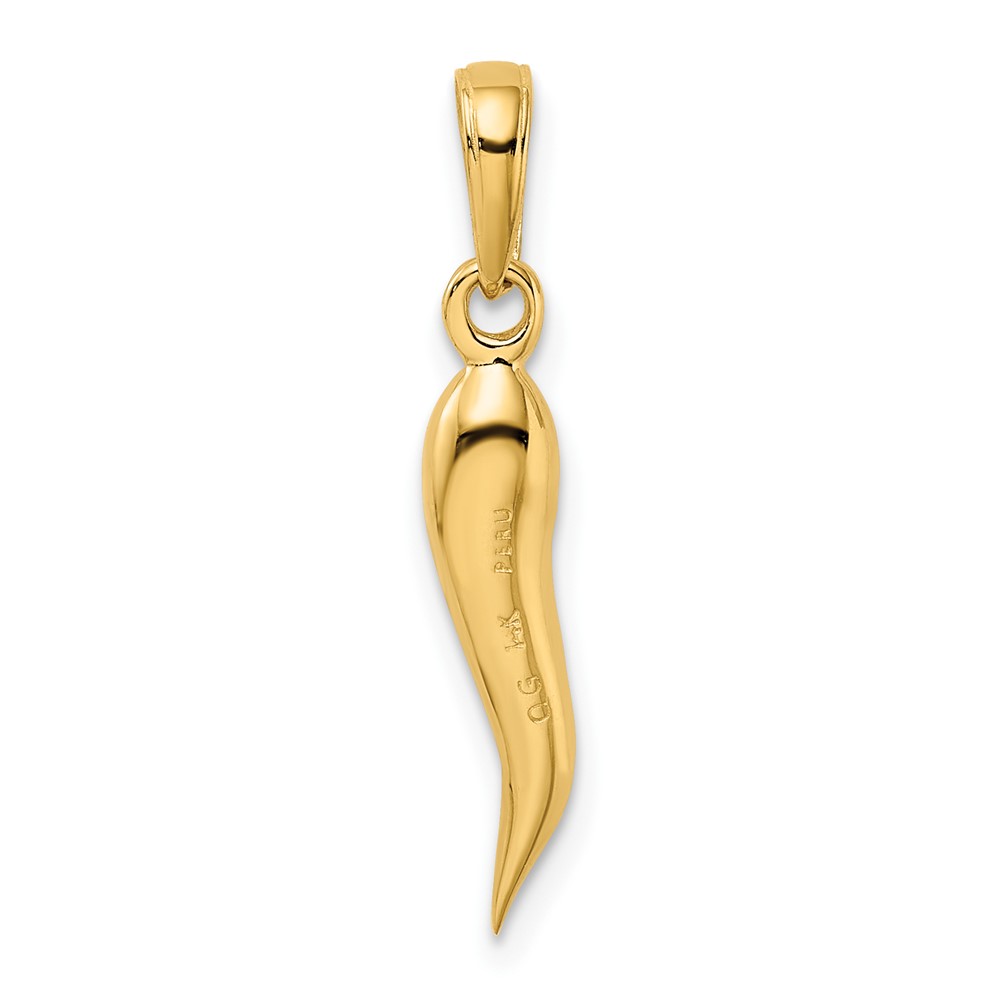 14k Medium 3D Italian Horn Pendant (K2735)