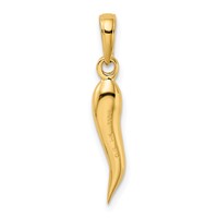 14K Yellow Gold Medium 3-D Italian Horn Pendant view 3