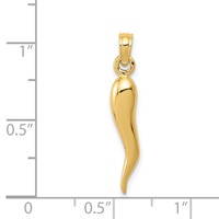 14K Yellow Gold Medium 3-D Italian Horn Pendant view 4
