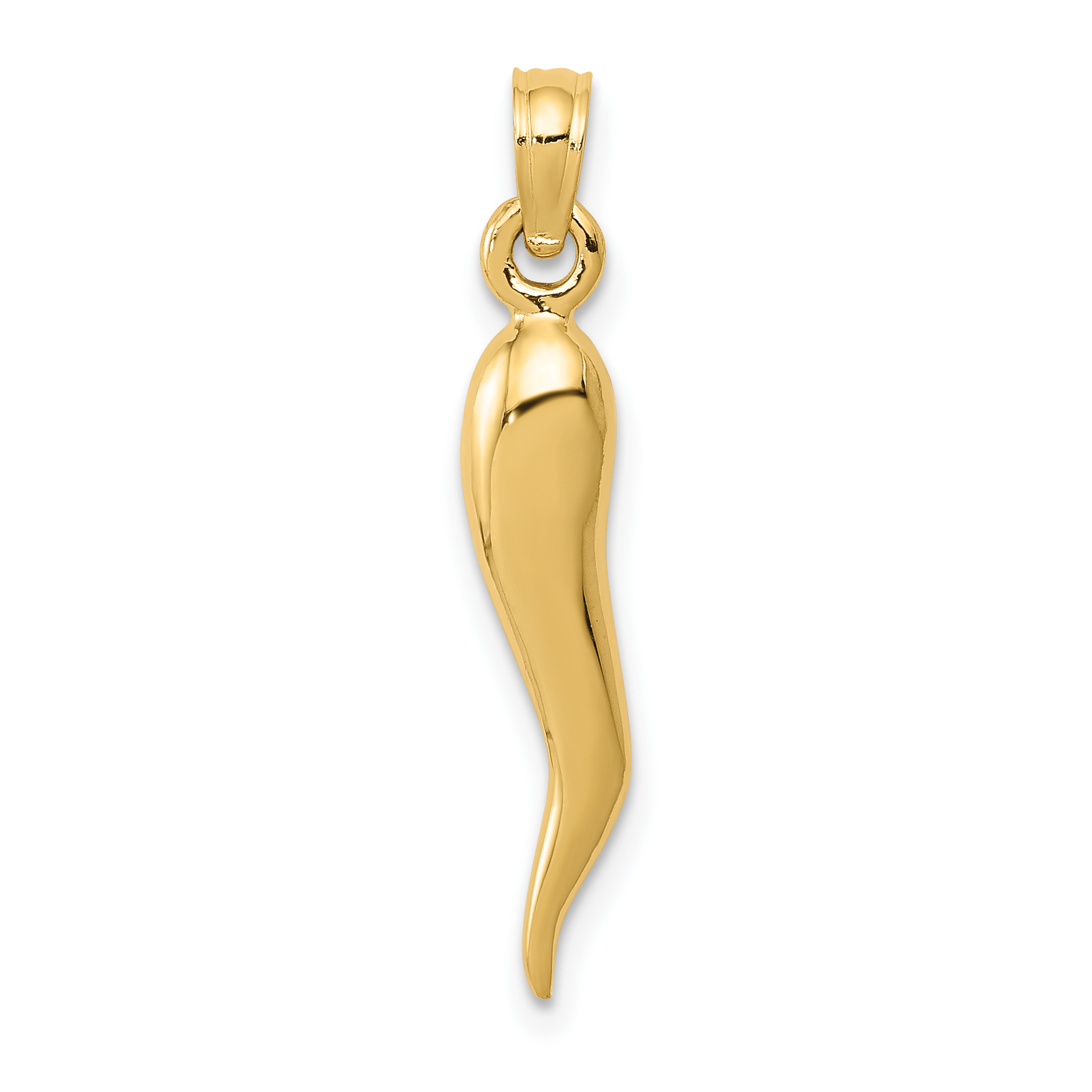 14k Medium 3D Italian Horn Pendant (K2735)