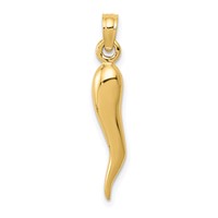 14K Yellow Gold Medium 3-D Italian Horn Pendant view 1