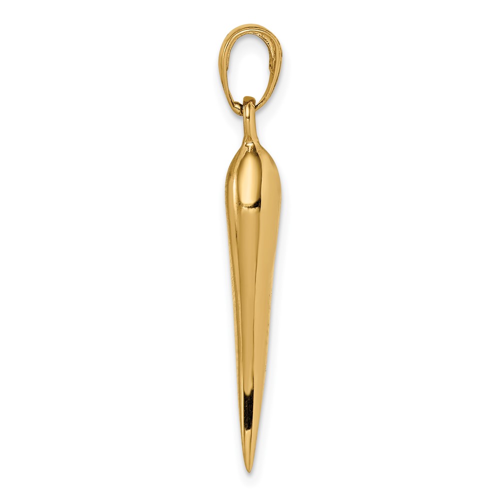 14k Large 3D Italian Horn Pendant (K2737)